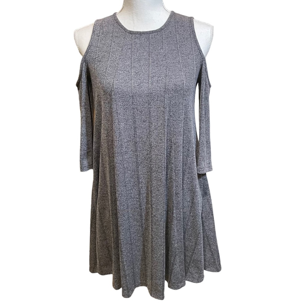 BCBGeneration Cold Shoulder Knit Gray Swing Dress. Size XS